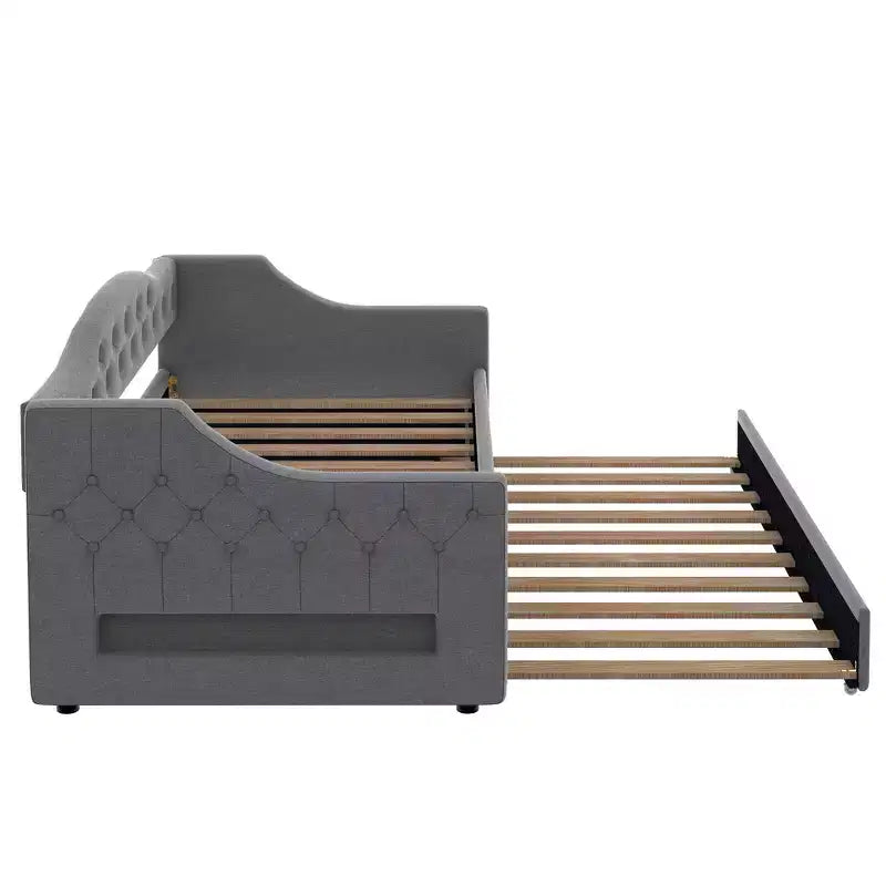 Bellemave Divano Letto Imbottito Accogliente con Luci d'Ambiente a LED e Letto Estraibile, Struttura Letto Salvaspazio per Camere da Letto e Soggiorni.