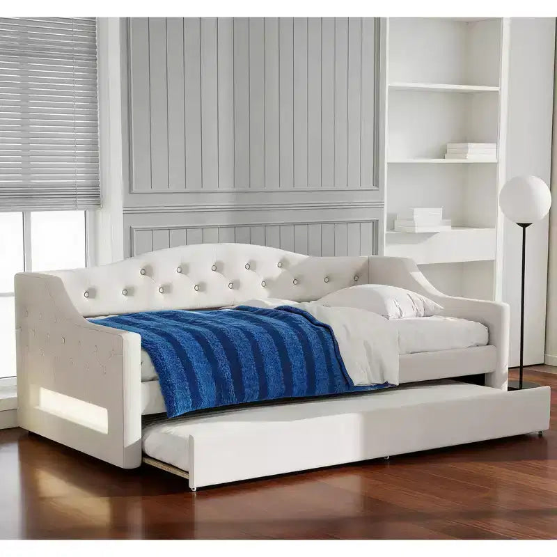 Bellemave Divano Letto Imbottito Accogliente con Luci d'Ambiente a LED e Letto Estraibile, Struttura Letto Salvaspazio per Camere da Letto e Soggiorni.
