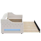 Bellemave Divano Letto Imbottito Accogliente con Luci d'Ambiente a LED e Letto Estraibile, Struttura Letto Salvaspazio per Camere da Letto e Soggiorni.