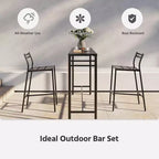 LAUSAINT HOME Set bar da esterno 3 pezzi Tavolo da bar e sedie da patio Schienale ergonomico