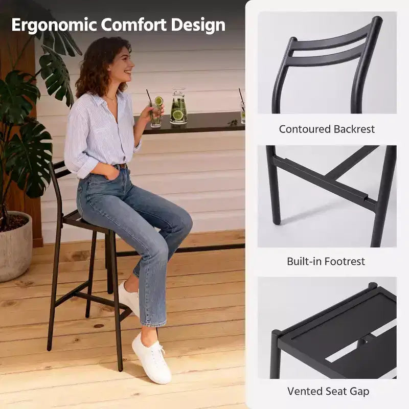 LAUSAINT HOME Set bar da esterno 3 pezzi Tavolo da bar e sedie da patio Schienale ergonomico