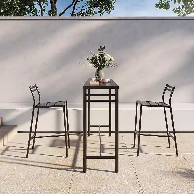 LAUSAINT HOME Set bar da esterno 3 pezzi Tavolo da bar e sedie da patio Schienale ergonomico