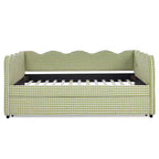 Bellemave Lettino a Giorno Gingham Full Size con Porta USB e Letto Estraibile, Struttura Letto a Onde per Camera da Letto e Soggiorno.