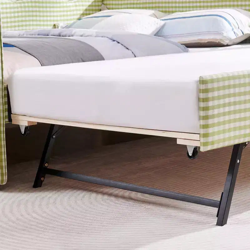 Bellemave Lettino a Giorno Gingham Full Size con Porta USB e Letto Estraibile, Struttura Letto a Onde per Camera da Letto e Soggiorno.