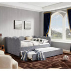 Bellemave Lettino a Giorno Gingham Full Size con Porta USB e Letto Estraibile, Struttura Letto a Onde per Camera da Letto e Soggiorno.
