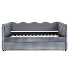 Bellemave Lettino a Giorno Gingham Full Size con Porta USB e Letto Estraibile, Struttura Letto a Onde per Camera da Letto e Soggiorno.