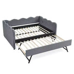 Bellemave Lettino a Giorno Gingham Full Size con Porta USB e Letto Estraibile, Struttura Letto a Onde per Camera da Letto e Soggiorno.