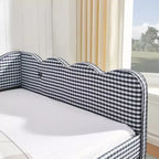 Bellemave Lettino a Giorno Gingham Full Size con Porta USB e Letto Estraibile, Struttura Letto a Onde per Camera da Letto e Soggiorno.