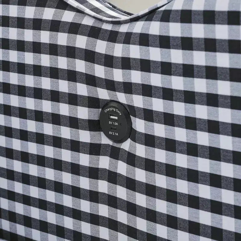 Bellemave Lettino a Giorno Gingham Full Size con Porta USB e Letto Estraibile, Struttura Letto a Onde per Camera da Letto e Soggiorno.