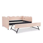 Bellemave Lettino a Giorno Gingham Full Size con Porta USB e Letto Estraibile, Struttura Letto a Onde per Camera da Letto e Soggiorno.