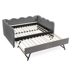 Bellemave Lettino a Giorno Gingham Full Size con Porta USB e Letto Estraibile, Struttura Letto a Onde per Camera da Letto e Soggiorno.