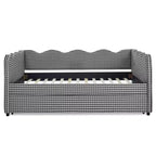 Bellemave Lettino a Giorno Gingham Full Size con Porta USB e Letto Estraibile, Struttura Letto a Onde per Camera da Letto e Soggiorno.