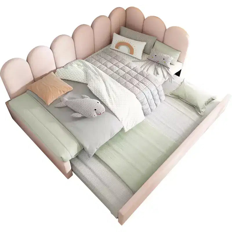 Bellemave Letto a Giorno Singolo in Velluto Imbottito con Letto Estraibile, Struttura Divano Letto Multifunzionale per Camera da Letto e Soggiorno.