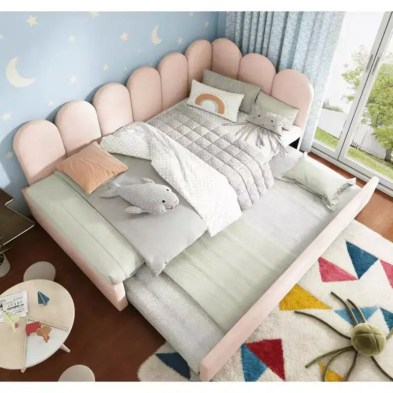 Bellemave Letto a Giorno Singolo in Velluto Imbottito con Letto Estraibile, Struttura Divano Letto Multifunzionale per Camera da Letto e Soggiorno.