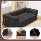 Divano Letto in Velluto a Coste, Divano Pieghevole con Materasso e Telaio a Forma Fissa, Futon King Size a 3 Posti Estraibile, Divano da Terra Senza Montaggio