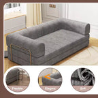 Divano Letto in Velluto a Coste, Divano Pieghevole con Materasso e Telaio a Forma Fissa, Futon King Size a 3 Posti Estraibile, Divano da Terra Senza Montaggio