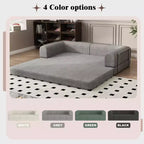 Divano Letto in Velluto a Coste, Divano Pieghevole con Materasso e Telaio a Forma Fissa, Futon King Size a 3 Posti Estraibile, Divano da Terra Senza Montaggio