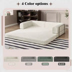 Divano Letto in Velluto a Coste, Divano Pieghevole con Materasso e Telaio a Forma Fissa, Futon King Size a 3 Posti Estraibile, Divano da Terra Senza Montaggio