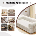 Divano Letto in Velluto a Coste, Divano Pieghevole con Materasso e Telaio a Forma Fissa, Futon King Size a 3 Posti Estraibile, Divano da Terra Senza Montaggio