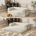 Corduroy Sleeper Sofa Bed,Folding Mattress Couch with Fixed-Shape Frame, 3 Seater Fold Out King Size Futon,No Assembly Floor Couch