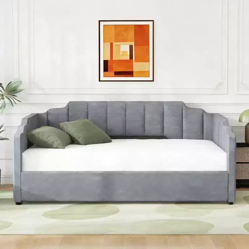 Luxystar Letto a giorno moderno imbottito in lino con contenitore sottostante, piazza e mezza