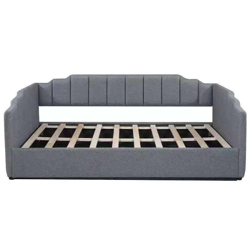 Luxystar Letto a giorno moderno imbottito in lino con contenitore sottostante, piazza e mezza