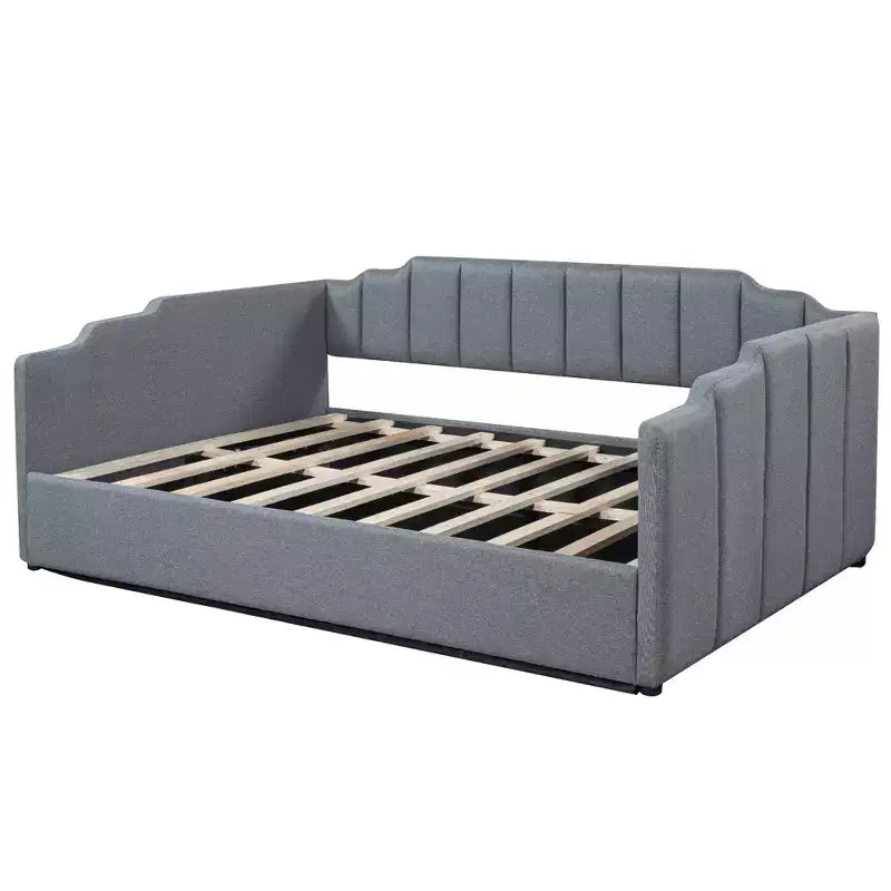 Luxystar Letto a giorno moderno imbottito in lino con contenitore sottostante, piazza e mezza
