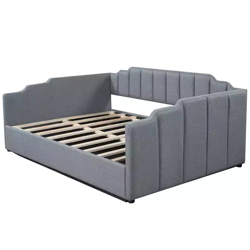 Luxystar Letto a giorno moderno imbottito in lino con contenitore sottostante, piazza e mezza