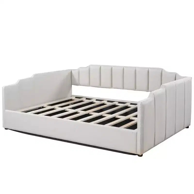 Luxystar Letto a giorno moderno imbottito in lino con contenitore sottostante, piazza e mezza