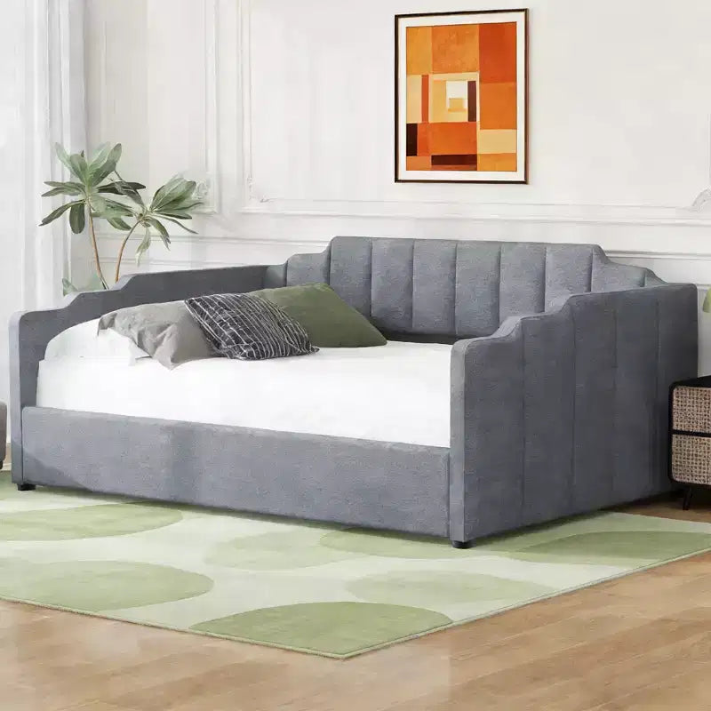Luxystar Letto a giorno moderno imbottito in lino con contenitore sottostante, piazza e mezza