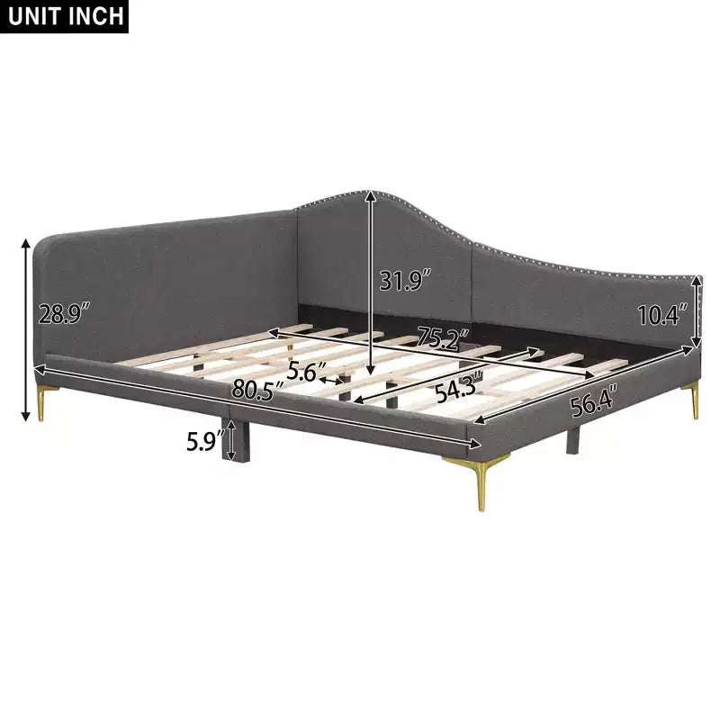 Divano letto moderno Luxystar con testiera rivestita in lino