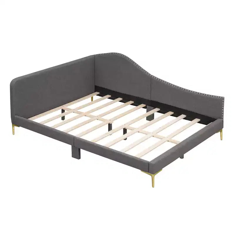 Divano letto moderno Luxystar con testiera rivestita in lino