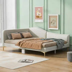 Divano letto moderno Luxystar con testiera rivestita in lino