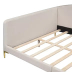 Divano letto moderno Luxystar con testiera rivestita in lino