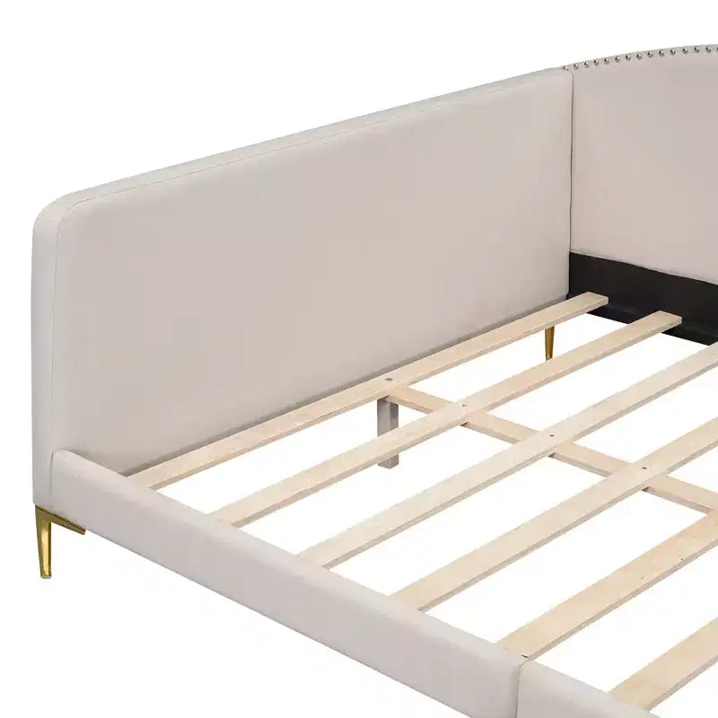 Divano letto moderno Luxystar con testiera rivestita in lino