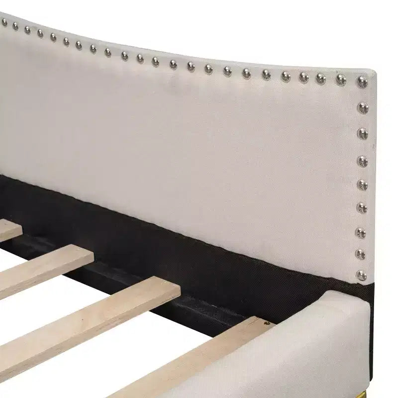 Divano letto moderno Luxystar con testiera rivestita in lino