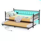 Divano letto con rotelle, Letto singolo estraibile in metallo, Struttura divano letto con letto estraibile per soggiorno, camera degli ospiti