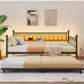 Daybed with Trundle, Metal Twin Trundle Bed, Sofa Beds Frame with Pull Out Bed for Living Room, Guest Room