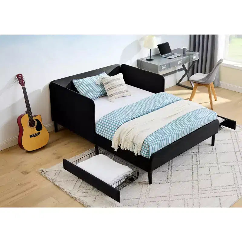 Bellemave Divano letto con 2 cassetti portaoggetti sotto il letto, divano letto regolabile in velluto per soggiorno e camera da letto
