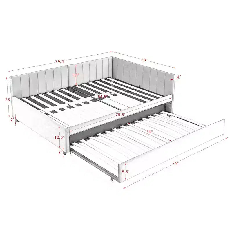 Bellemave Divano Letto Imbottito Full Size con Letto Estraibile, Struttura Divano Letto con Comodo Schienale e Braccioli, Nero.