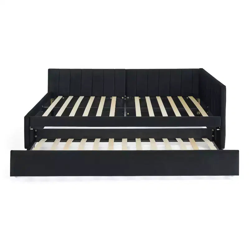 Bellemave Divano Letto Imbottito Full Size con Letto Estraibile, Struttura Divano Letto con Comodo Schienale e Braccioli, Nero.