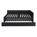 Bellemave Divano Letto Imbottito Full Size con Letto Estraibile, Struttura Divano Letto con Comodo Schienale e Braccioli, Nero.