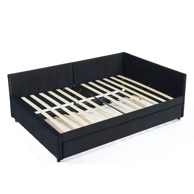 Bellemave Divano Letto Imbottito Full Size con Letto Estraibile, Struttura Divano Letto con Comodo Schienale e Braccioli, Nero.