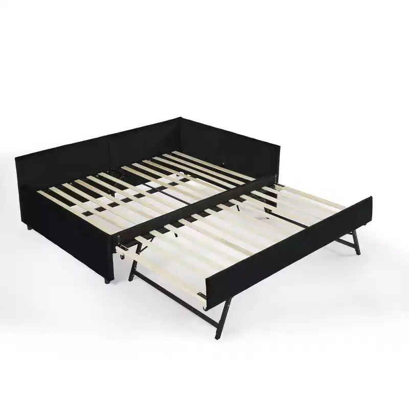 Bellemave Divano Letto Imbottito Full Size con Letto Estraibile, Struttura Divano Letto con Comodo Schienale e Braccioli, Nero.