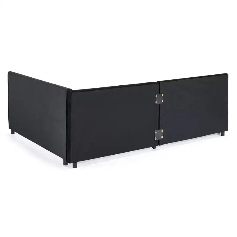 Bellemave Divano Letto Imbottito Full Size con Letto Estraibile, Struttura Divano Letto con Comodo Schienale e Braccioli, Nero.