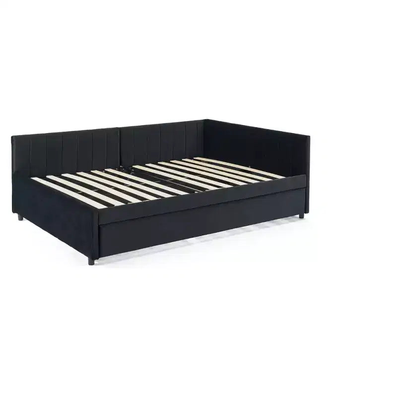 Bellemave Divano Letto Imbottito Full Size con Letto Estraibile, Struttura Divano Letto con Comodo Schienale e Braccioli, Nero.