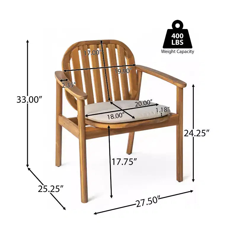 Christopher Knight Home Priya Set da pranzo da esterno 7 pezzi in legno di acacia con tavolo rettangolare a doghe in stile rustico