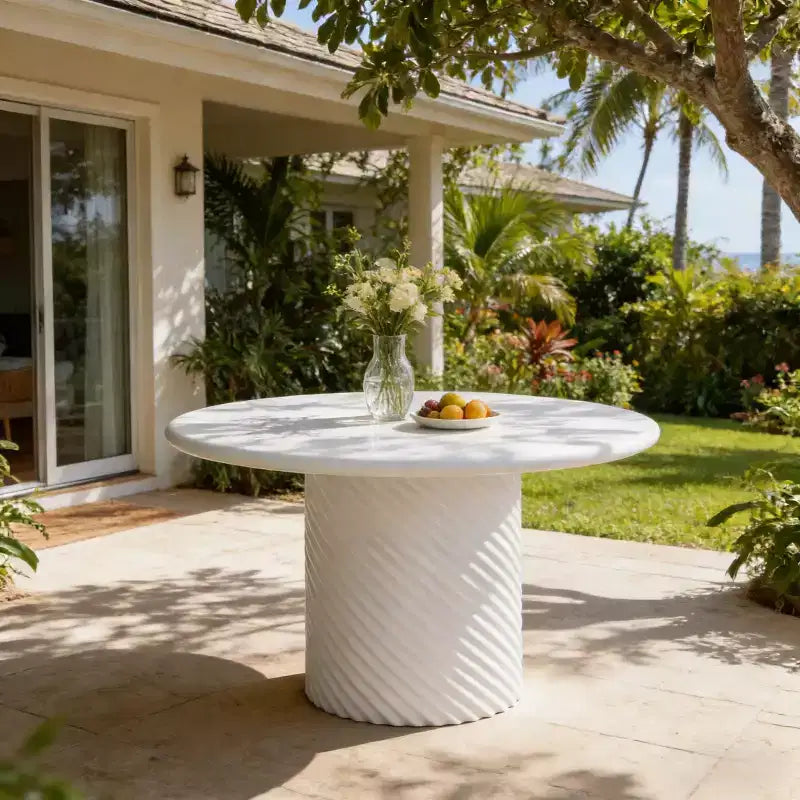 Christopher Knight Home Sidonie Modern Outdoor Lightweight Concrete Ribbed Dining Table