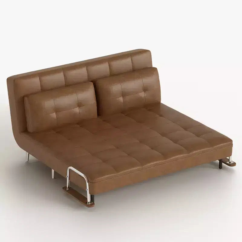 Divano Letto Convertibile Moderno di Metà Secolo in Ecopelle Cognac da 180 cm con Schiuma ad Alta Densità e Gambe di Supporto Nascoste Gaoyangjiaju