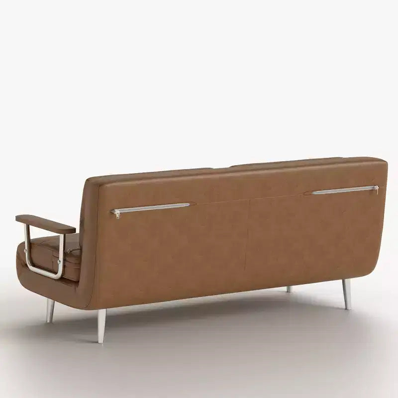 Divano Letto Convertibile Moderno di Metà Secolo in Ecopelle Cognac da 180 cm con Schiuma ad Alta Densità e Gambe di Supporto Nascoste Gaoyangjiaju